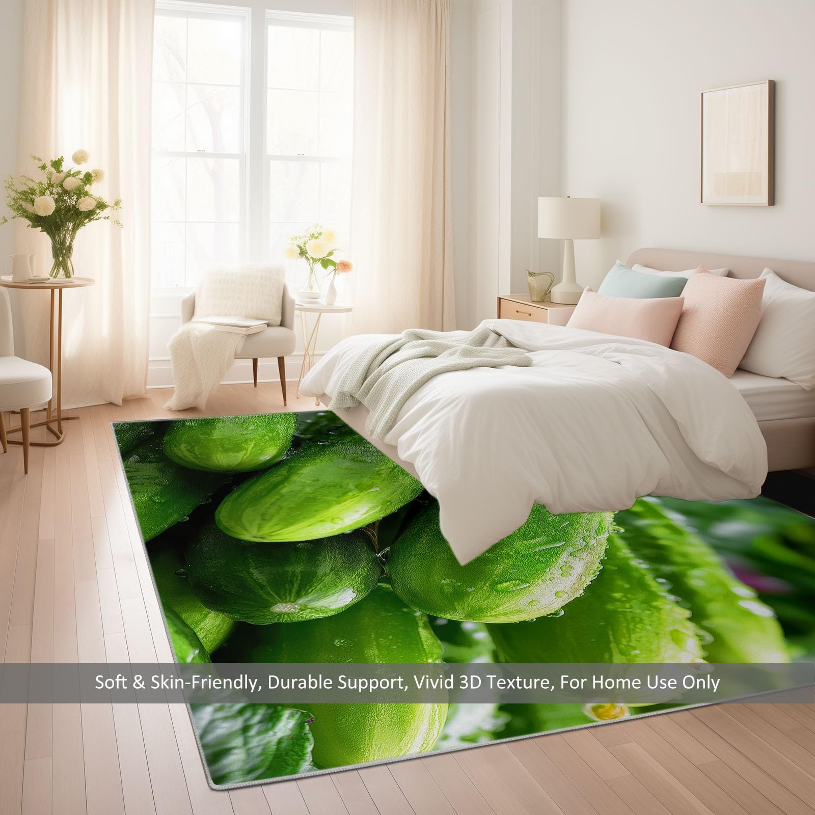Générique Dywan z krótkim włosiem, można prać w pralce, kropelki wody, żywność warzywna, antypoślizgowa mata odporna na pleśń 80 x 150 cm, do salonu, sypialni, jadalni, biura, zielony