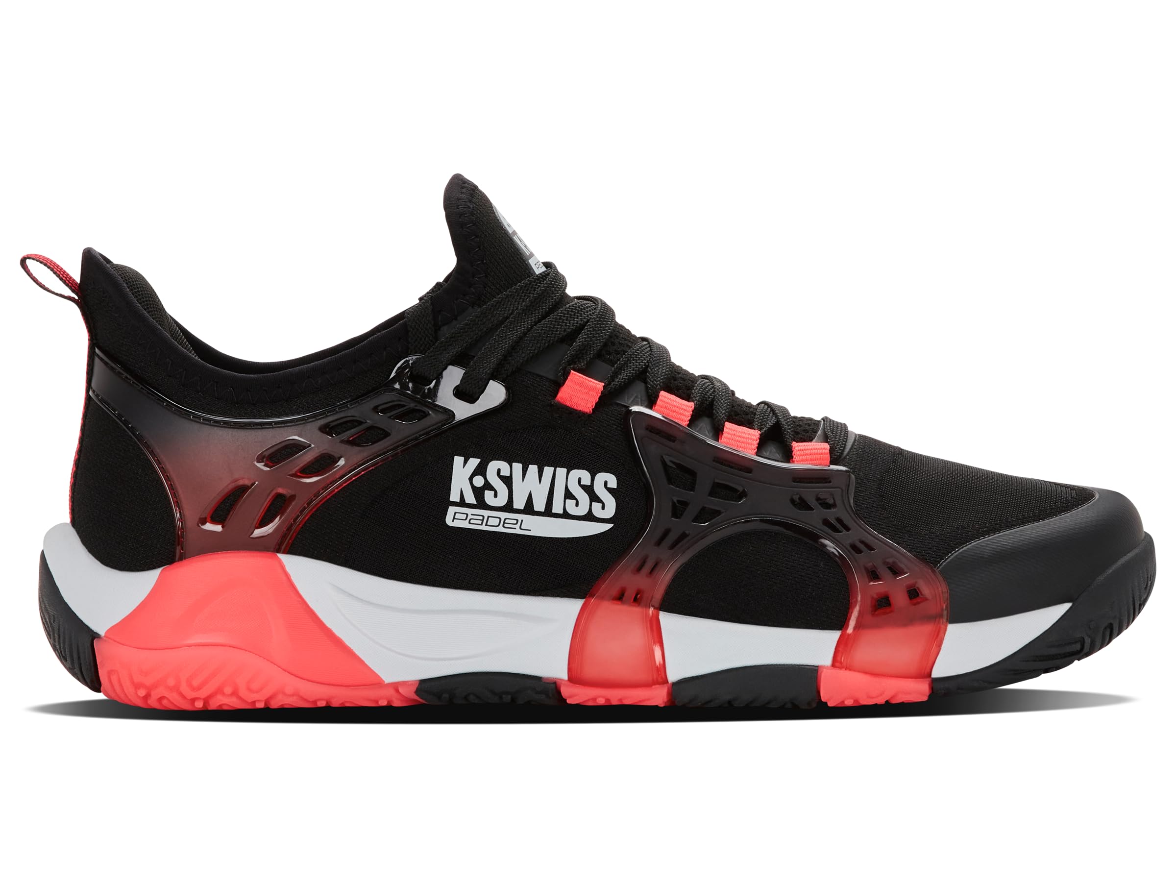 K-Swiss Men's K-Frame Padel Tennis Shoe, Black/Micro Chip/Neon Lava, 8.5 UK