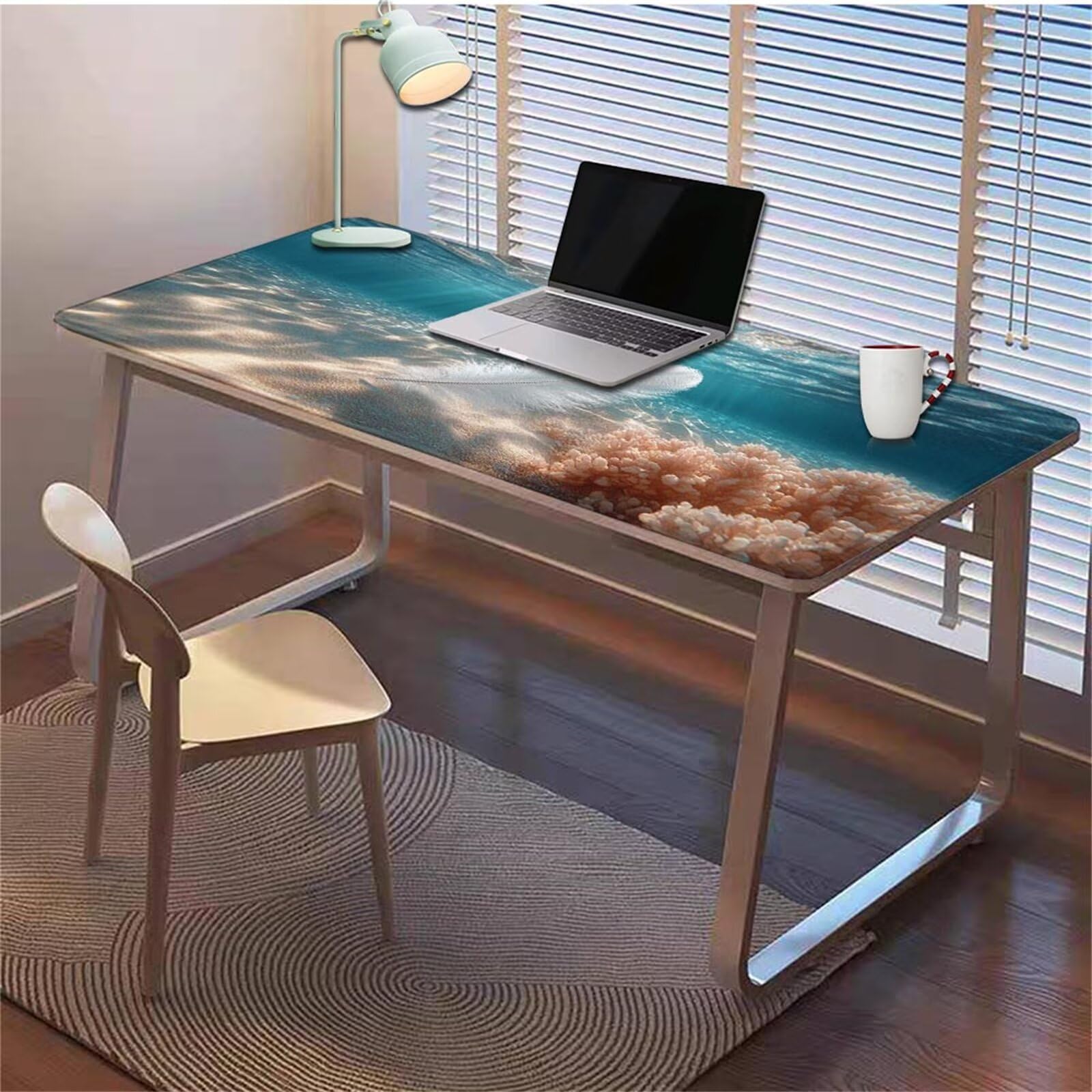 Gamingowa podkładka pod mysz 1200 x 600 x 3 mm, XXL, wodoszczelna, odporna na ścieranie, z przyszytymi krawędziami, niebieska, podkładka na biurko, poprawia prędkość i precyzję pod laptopa, komputer