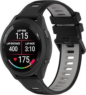 Fit for Garmin Forerunner 265S 255S Watch Bands, 18mm Quick Release Durable Silicone Replacement Bands Wristbands Straps Bracelet Fit for Garmin Vivoactive 4S/Vivomove 3S/Venu 2S (Black&Gray)