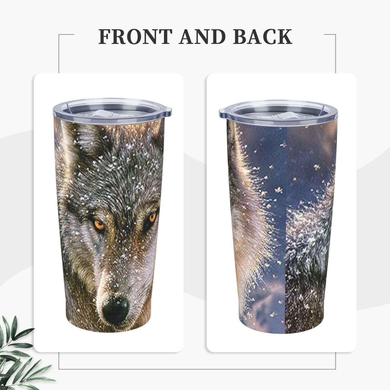 Tazza termica portatile con stampa lupo alla moda in acciaio inox tazza per auto
