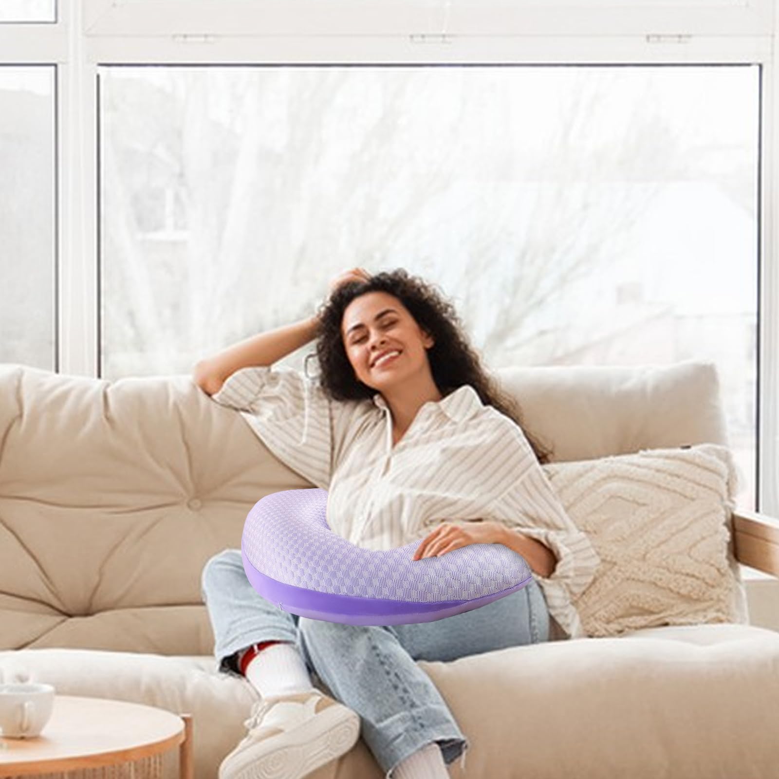 Almohada de Cuello de Espuma viscoelástica con Memoria y Efecto frío, cojin en Forma de U para Viajes con Tela de Puntos de Hielo, Soporte Suave para cervicales para avión, Coche, Oficina y hogar