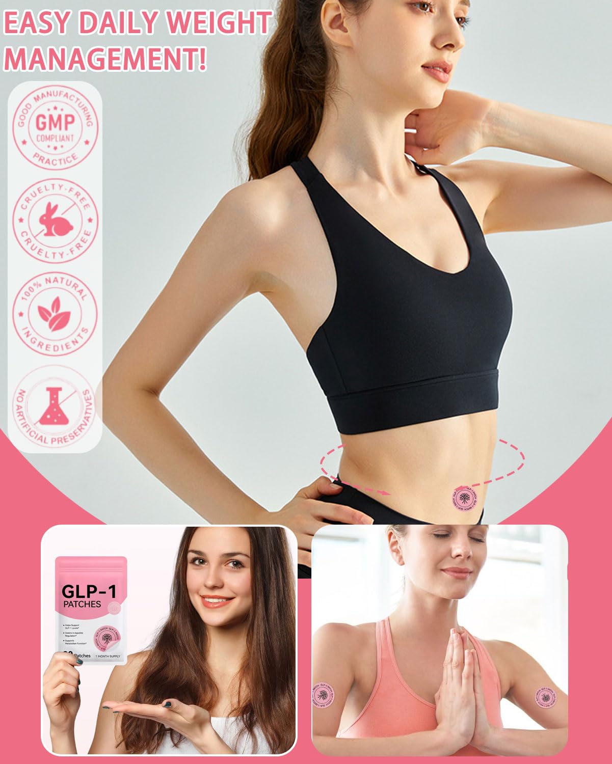 GRETY Parches GPLP-1 Para El Equilibrio Metabólico, Soporte de Forma Saludable, Pegatinas de Ayuda al Metabolismo de Apoyo para La Piel del Vientre Toda La Piel | 30Pcs — view 4