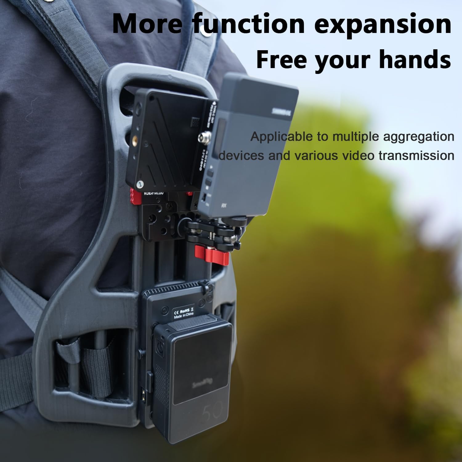 Video Outdoor Live Broadcast Power Backpack Vest Mobile Outdoor Clip Pusher, V-Mount Battery Clip Power Output Power Supply, Suitable for Multiple scenarios: Weddings, Recording Videos, etc