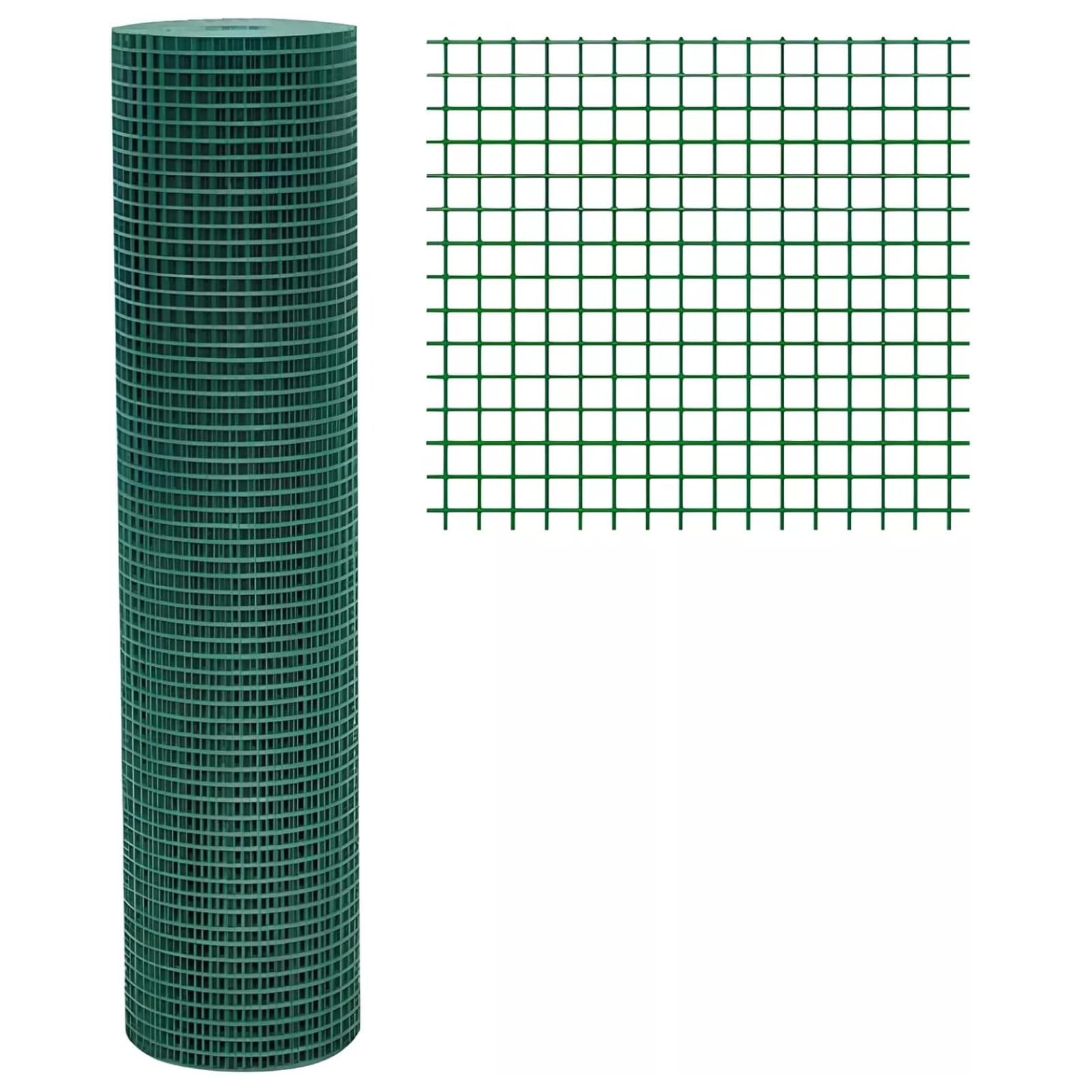 Rete Plasticata Elettrosaldata Zincata Metallica Verde, Rotolo 25 mt, Recinzione Rigida Recinto Protezione Plastificata Giardino Balcone Terrazzo, Vari Formati (Verde, h 50 cm)