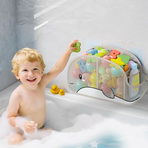 Miniatura 3 de Organizador de juguetes para bañera de bebé de secado rápido para baño, soporte de malla de gran capacidad para bañera, conveniente para acceso