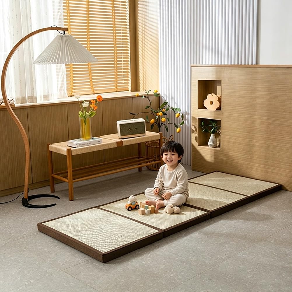 Artiz Esterilla De Tatami Japonés, Colchón De Suelo Tipo Futón De Ratán Natural, Alfombra, Colchón Tradicional Firme Y Plegable para Dormir, Meditación Y Yoga