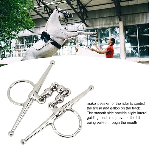 Miniatura 5 de TOPINCN Broca de caballo de acero inoxidable de 5.315 in, boca de cobre, eslabones ovalados, anillo suelto, broca de boca de caballo, broca completa