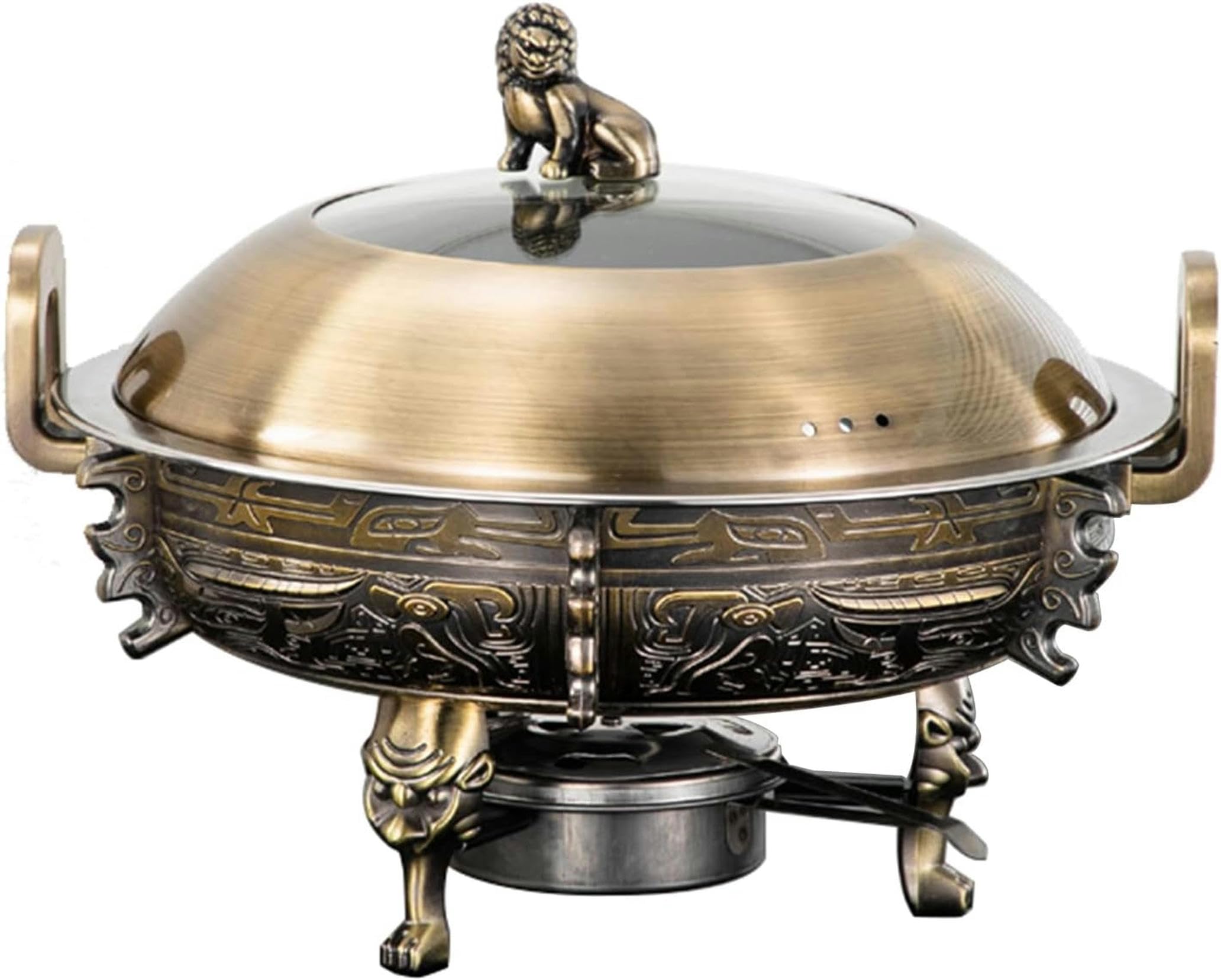 Chafing Dish Rotondo In Acciaio Inox, Dimensioni Standard, Set Di Scaldavivande E Scaldavivande Per Buffet, Con Teglia Per Alimenti, Contenitore Per Combustibile E Coperchio Per Casa E Ristorante, Bs
