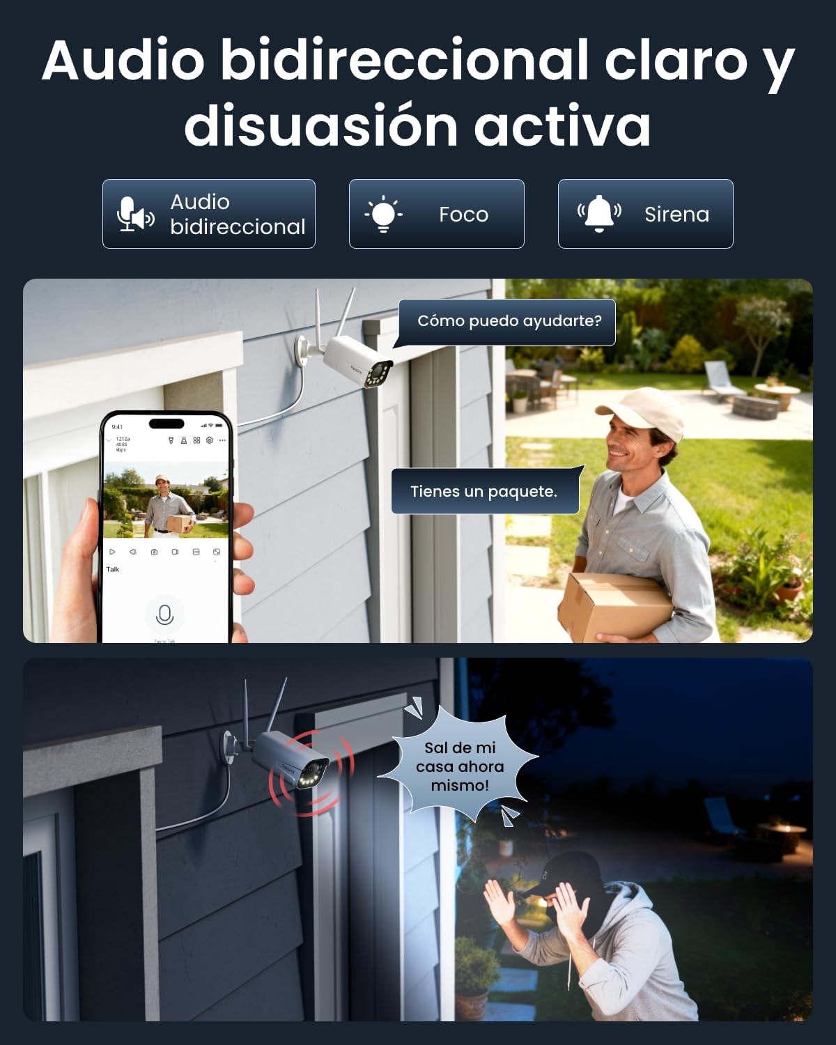Reolink 4K Camara Vigilancia WiFi Exterior, Zoom Óptico 5X, Detección de Persona/Vehículo/Animale, Cámara Exterior de Seguridad IP67, Visión Nocturna, Wi-Fi 6 2,4/5GHz, Audio Bidireccional, RLC-811WA