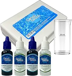Estojo Medidor Alcalinidade + 2 Reagentes Extras CORAL COAST Kit Limpeza Manutenção Piscina Água Cristalina Verão