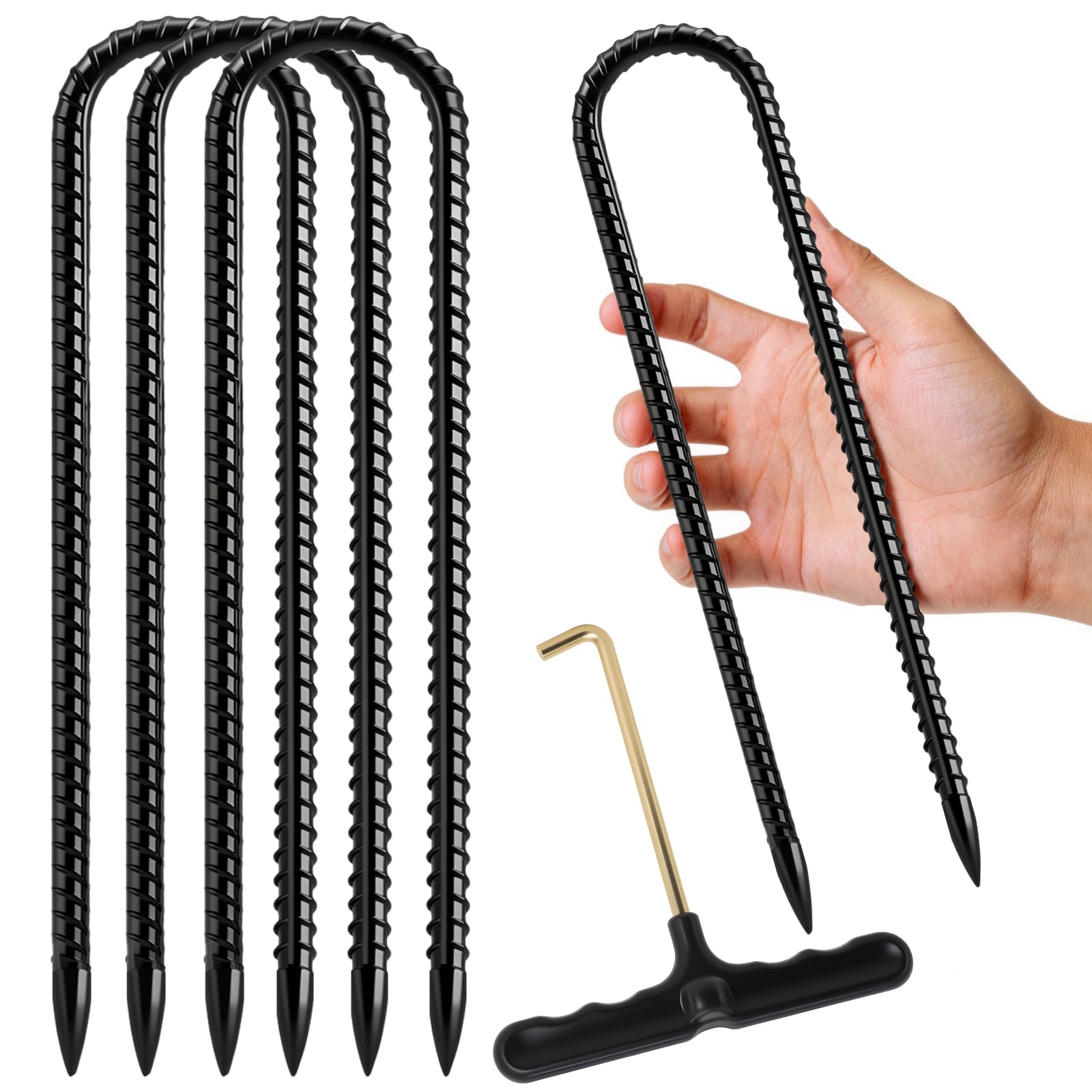 4 Pack 11.8 Inch Rebar Ground Stakes U Hook Galvanized Steel