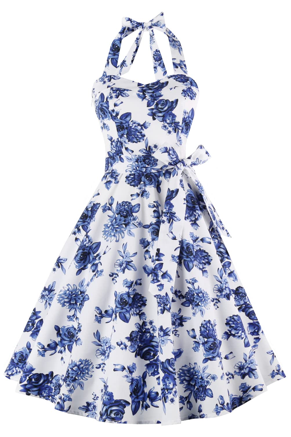 Topdress Women'sVintage Polka Audrey Dress 1950s Halter Retro Cocktail Dress