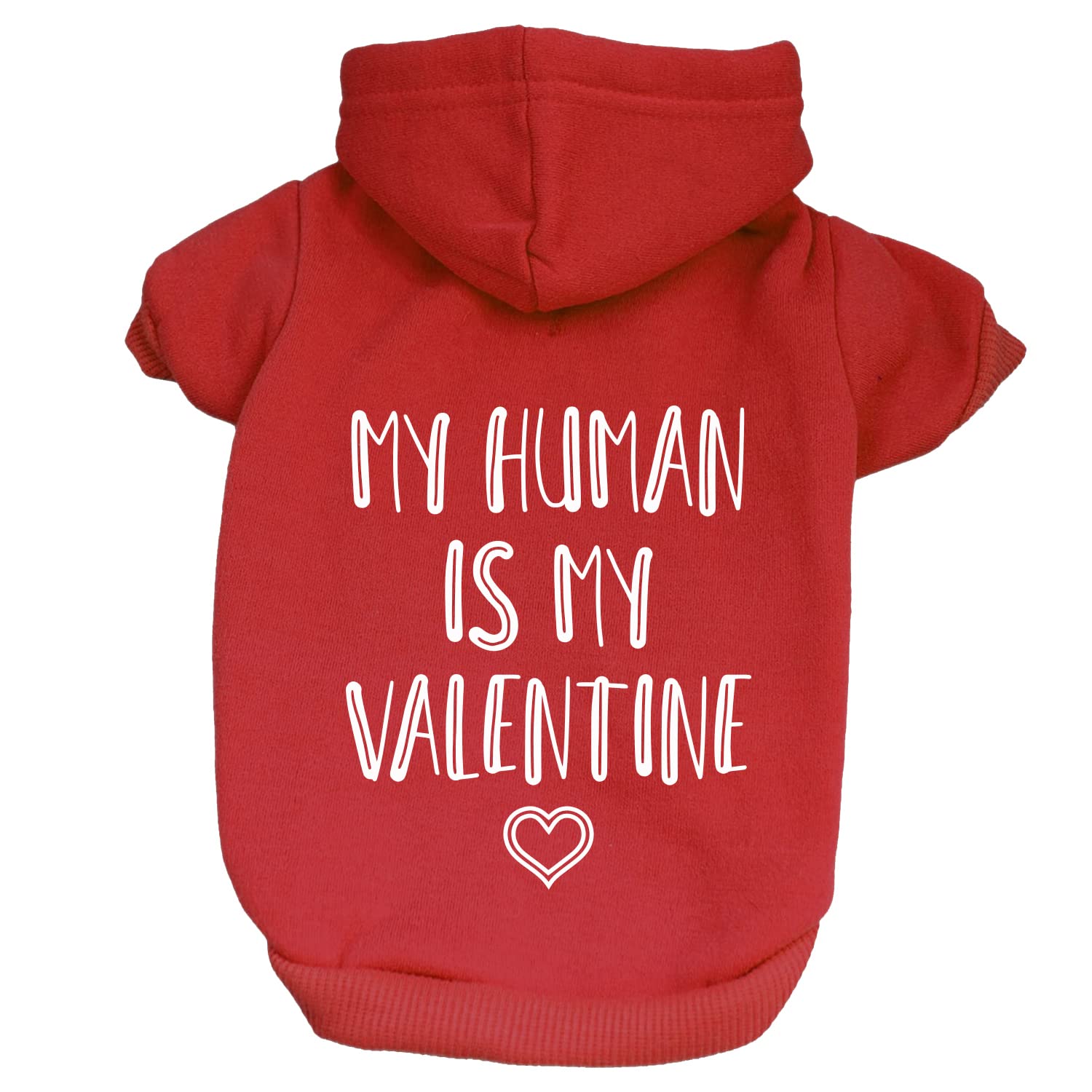My Human is My Valentine Valentine's Day Dog Hoodie Fleece Lined Pullover Sweatshirt with Leash Hole (Red, 5X-Large 21)