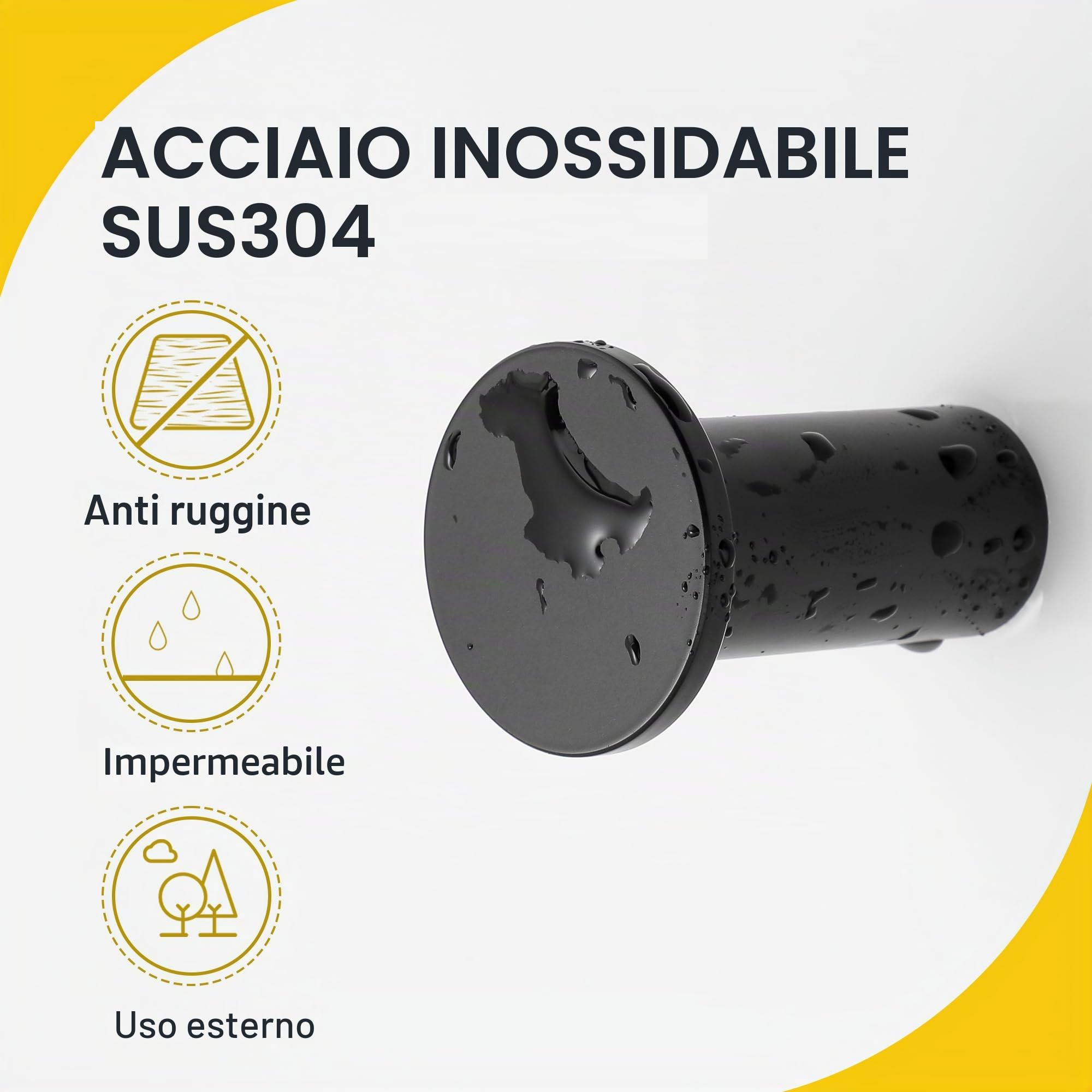 SAYAYO Ganci Accappatoio Bagno Nero Ganci Appendiabiti in Acciaio Inox, Grande Gancio Rotondi da Parete, Appendi Strofinacci Cucina Parete Appendi Accappatoio Bagno, 2 Pezzi, 45 mm