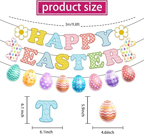 Miniatura 4 de Decoraciones de fiesta de Pascua decoraciones de Pascua sin bricolaje incluye pancarta de feliz Pascua decoraciones colgantes de Pascua suministros