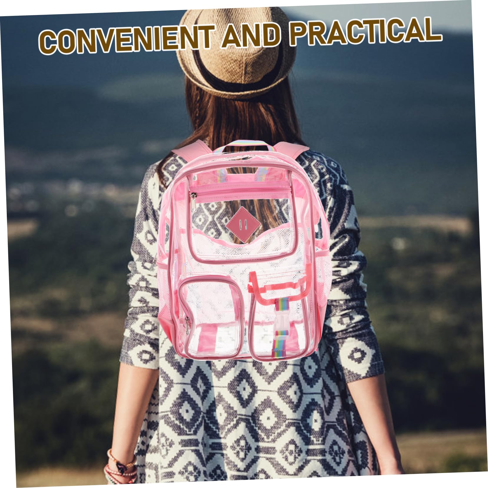 Zaino Trasparente in Pvc Per Scuola Viaggi e Eventi Borsa Scolastica Spaziosa e Adatta Ragazzi e Ragazze Design Moderno e Capienza Ampia Per Libri e Accessori
