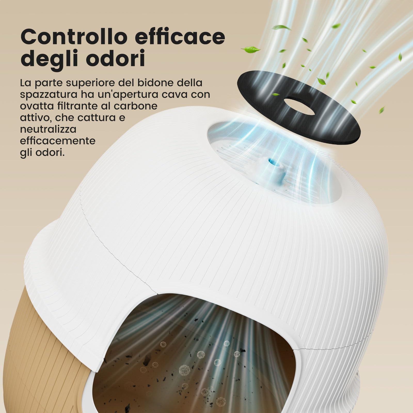 Gardner Pet Lettiera per Gatti Nascosta, Marrone Chiaro, 49X49X50Cm | Con Pianta Artificiale, Ciottoli e Pala Inclusi, Stile Vaso con Cassetto, Filtro a Carbone, Design Impermeabile