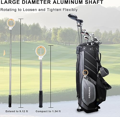 Miniatura 5 de Recuperador de pelotas de golf para agua telescópica, herramienta recuperadora de bolas de 9 pies con cabezal listo para liberar resorte, clip de