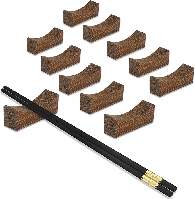 10pcs Premium Wooden Chopsticks Rests and Holders for Spoons Forks