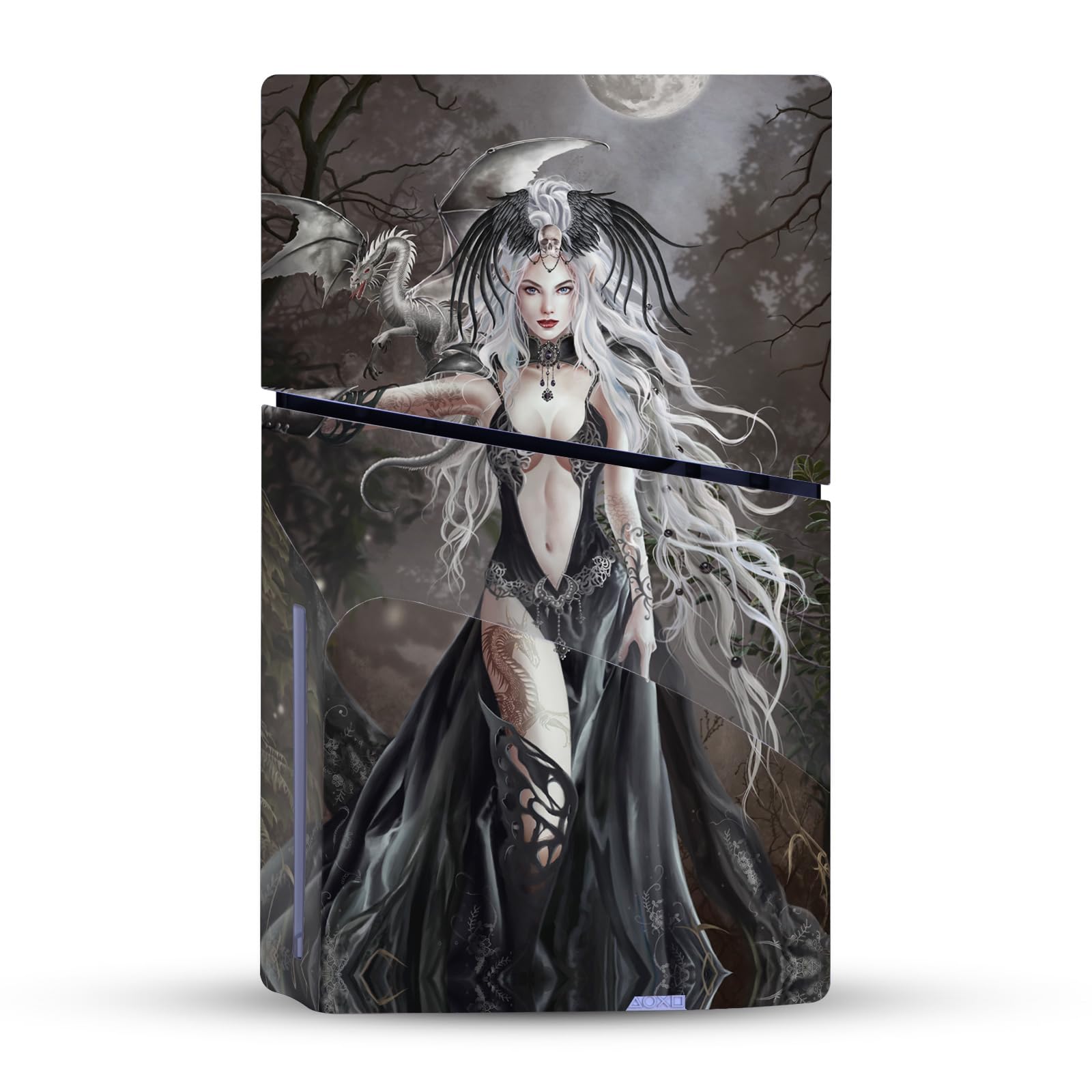 Head Case Designs Licenza Ufficiale Nene Thomas Drago Regina del Teschio del Teschio Gotico Vinile Sticker Gaming Pelle Adesivo Compatibile con Sony Playstation 5 PS5 Slim Disc Edition Console