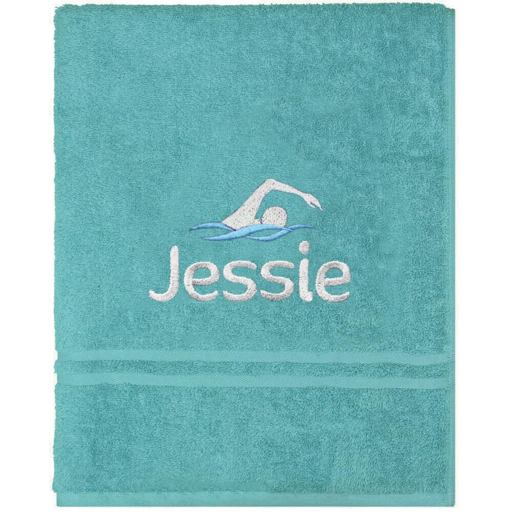 TeddyT's Personalised School Swimming Bath Towel with Embroidered Name (Teal)