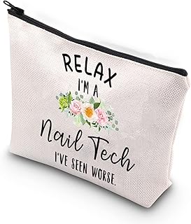 Nail Tech Cosmetic Bag Nail Artist Gift Female Manicurist Bag Nail Stylist Gift Cosmetology Gift (Relax Nail Tech CA)