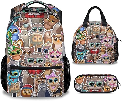 COOPASIA Mochila escolar de búho para niñas y niños, mochila con temática de búhos de 16 pulgadas con correas ajustables, duradera, ligera, Búho2-2,