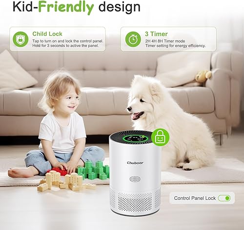 Miniatura 6 de Chuboor Purificadores de aire para habitaciones grandes del hogar, purificadores de aire H13 True HEPA para dormitorio, habitación, mascotas o humo,