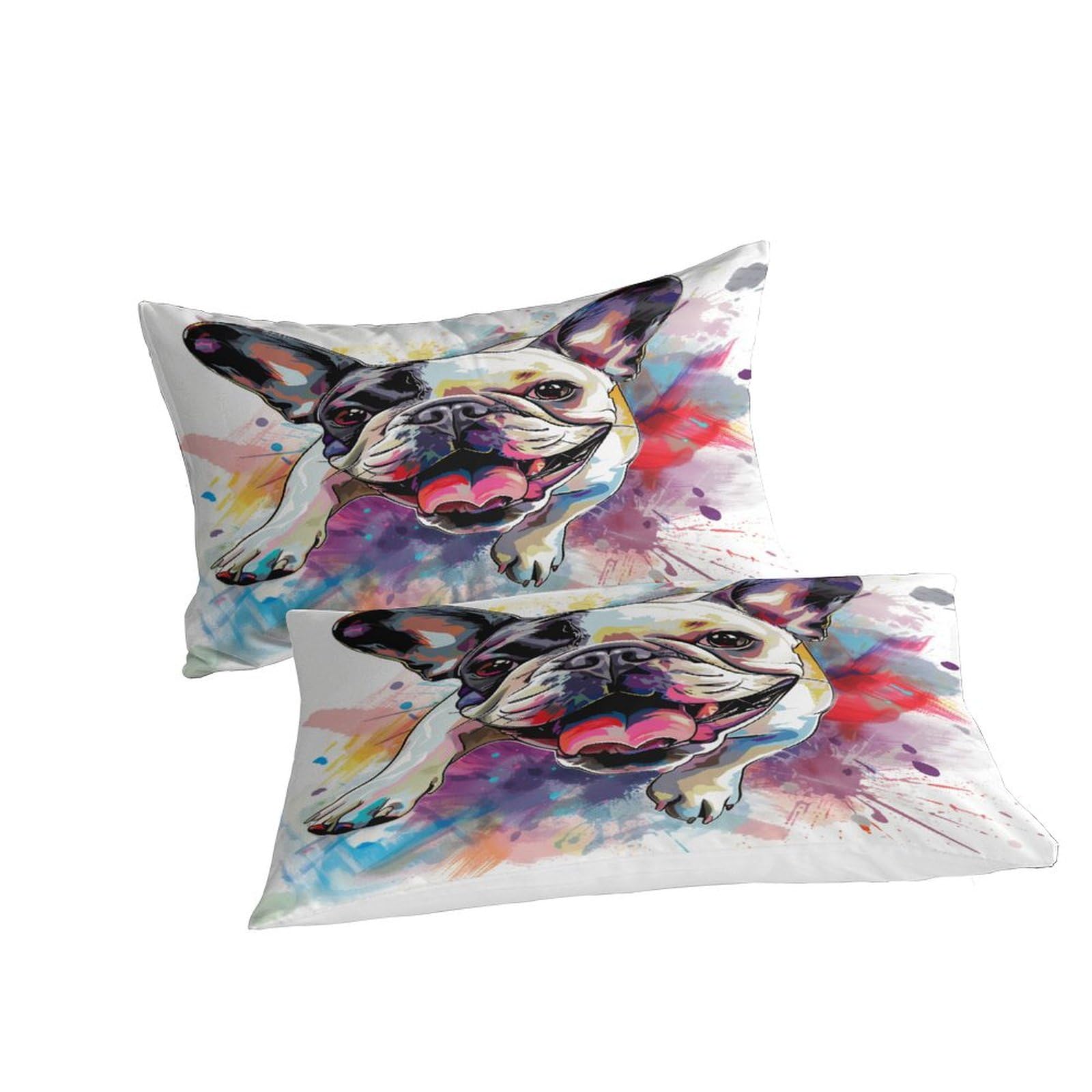 Stampato in 3D Bulldog francese Copertina Stampata Microfibra Disegnata Biancheria Da Letto Stile Morbido Con 2 Federe,Double（200x200cm）, Per Ragazzi Adulti
