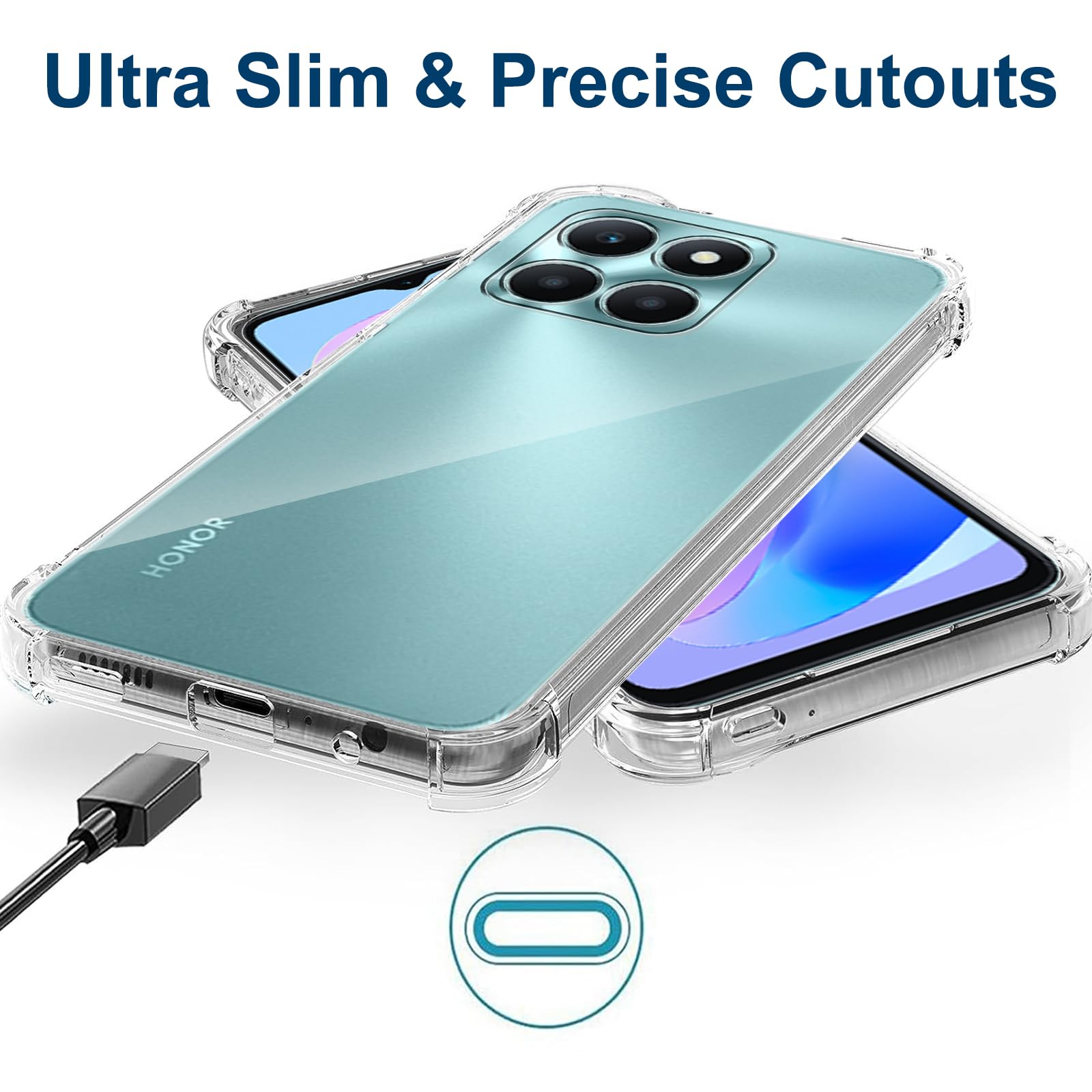 Cover Per Honor X6a + Pellicola Vetro Temperato In Omaggio - Custodia Trasparente Morbida TPU Antiurto E Antigraffio, Ultra Sottile - 5