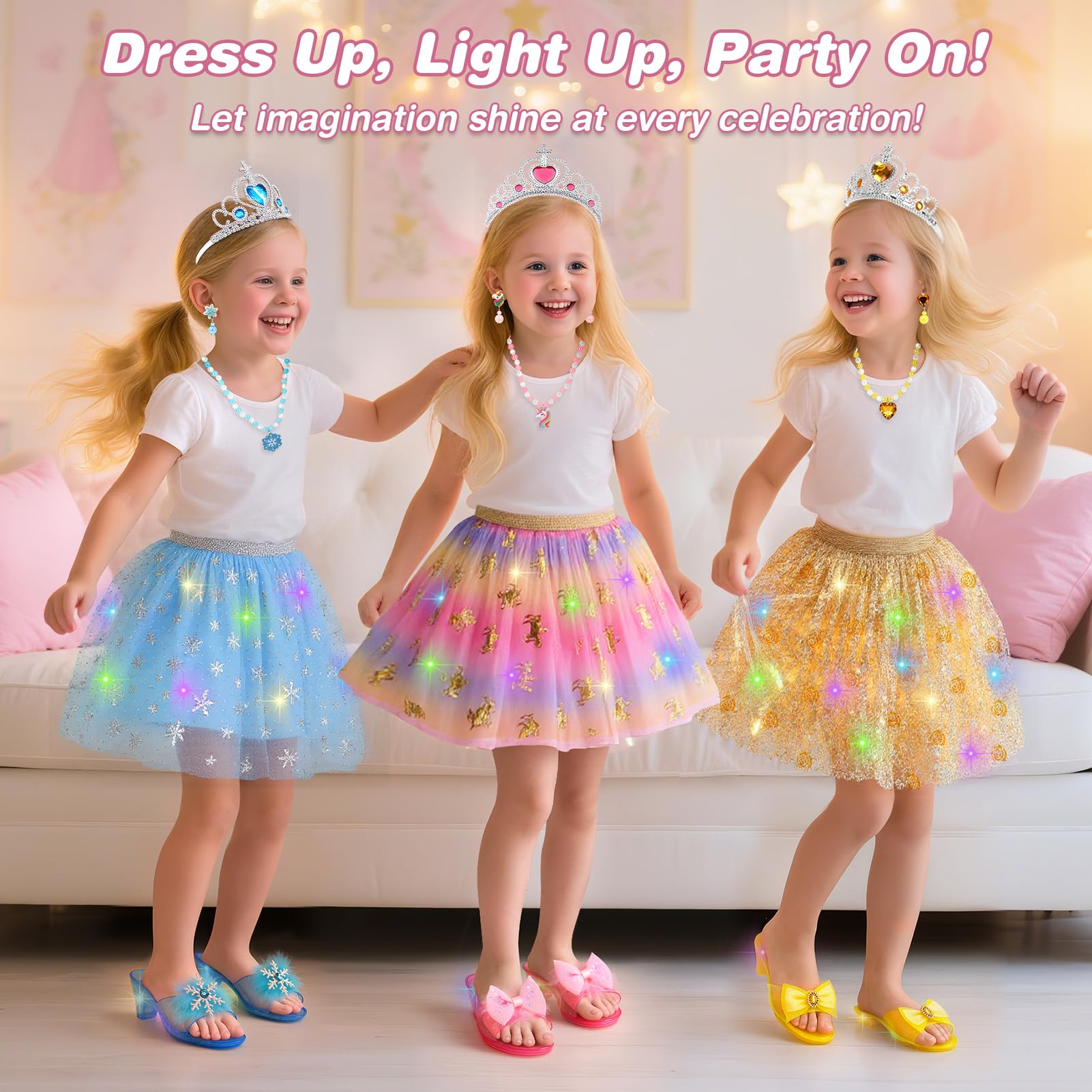 Dreamon Princess Dress Up Shoes Princess Costume for Girls Pretend Toys Various Jewelry Accessories for 3 4 5 6 Aged Girls Kids Christmas Birthday Gifts