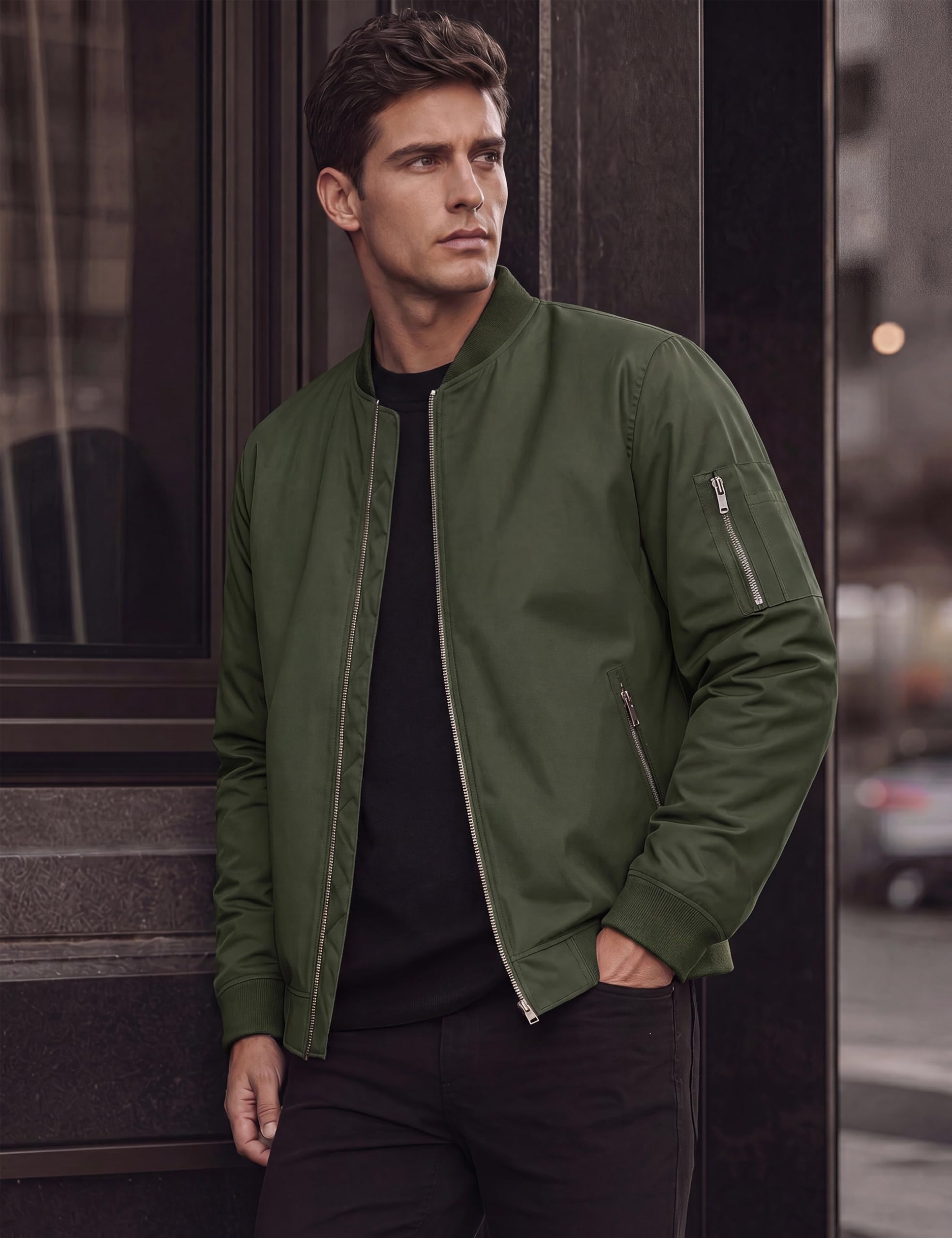 TACVASEN Veste Homme Mi Saison Imperméable Bombers Homme Coupe Vent avec Plusieurs Poches