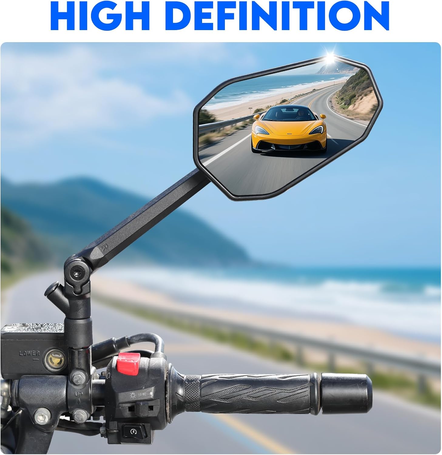 Motorcycle Mirrors for Handlebars, ATV Mirrors Featuring a Phone Mount Interface, Anti-impact/explosion/glare,HD,Compatible with Motorcycle (Suzuki,Yamaha,Honda,Kawasaki),Mopeds,Electric Bike - Image 7