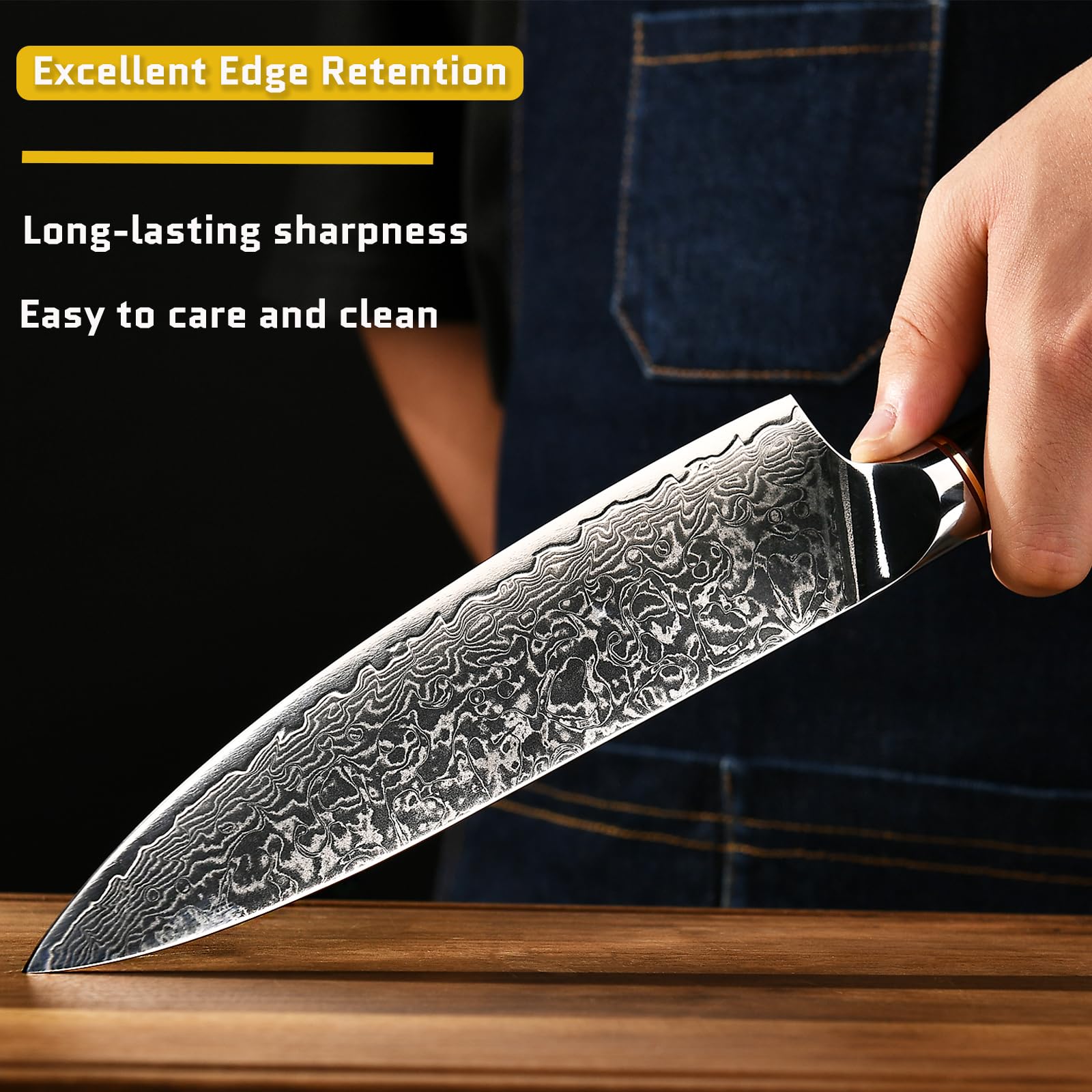 Chef Knife - 67 Layers VG10 Damascus Kitchen Knife 8 Inch Sharp Knife Wood Handle — Amazon image 3