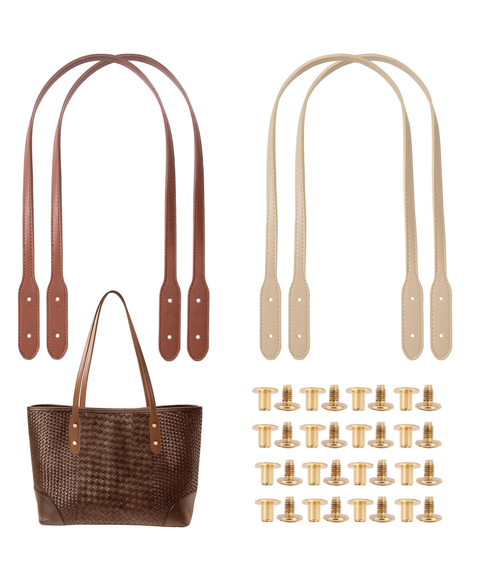 4 Pcs Bag Strap, Longchamp Bag Strap Replacement, Bag Straps for Sling Bag and Shoulder Bags, Brown Bag Strap Set for Mini Bag and Sack Bag Customization, Gift Matching Screws-image-16