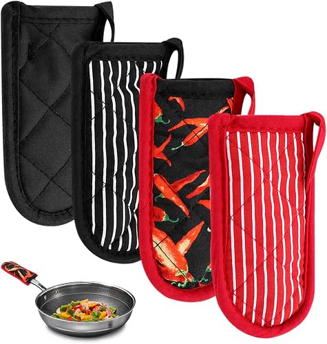 CALIDAKA 4Pcs Pan Handle Sleeve Silicone Hot Handler Holder,Cast Iron