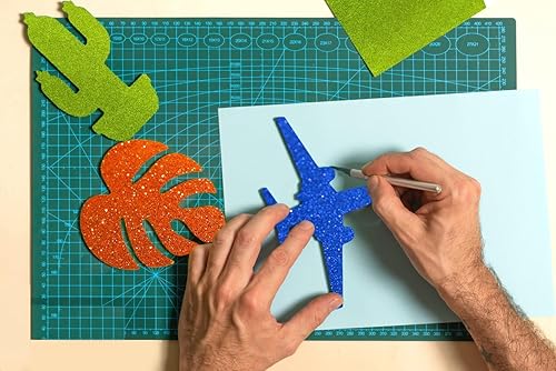 Vista 33 de 10 hojas de espuma con purpurina para manualidades, papel de cartulina A4, papel adhesivo autoadhesivo para construcción de Navidad, álbum de Azul