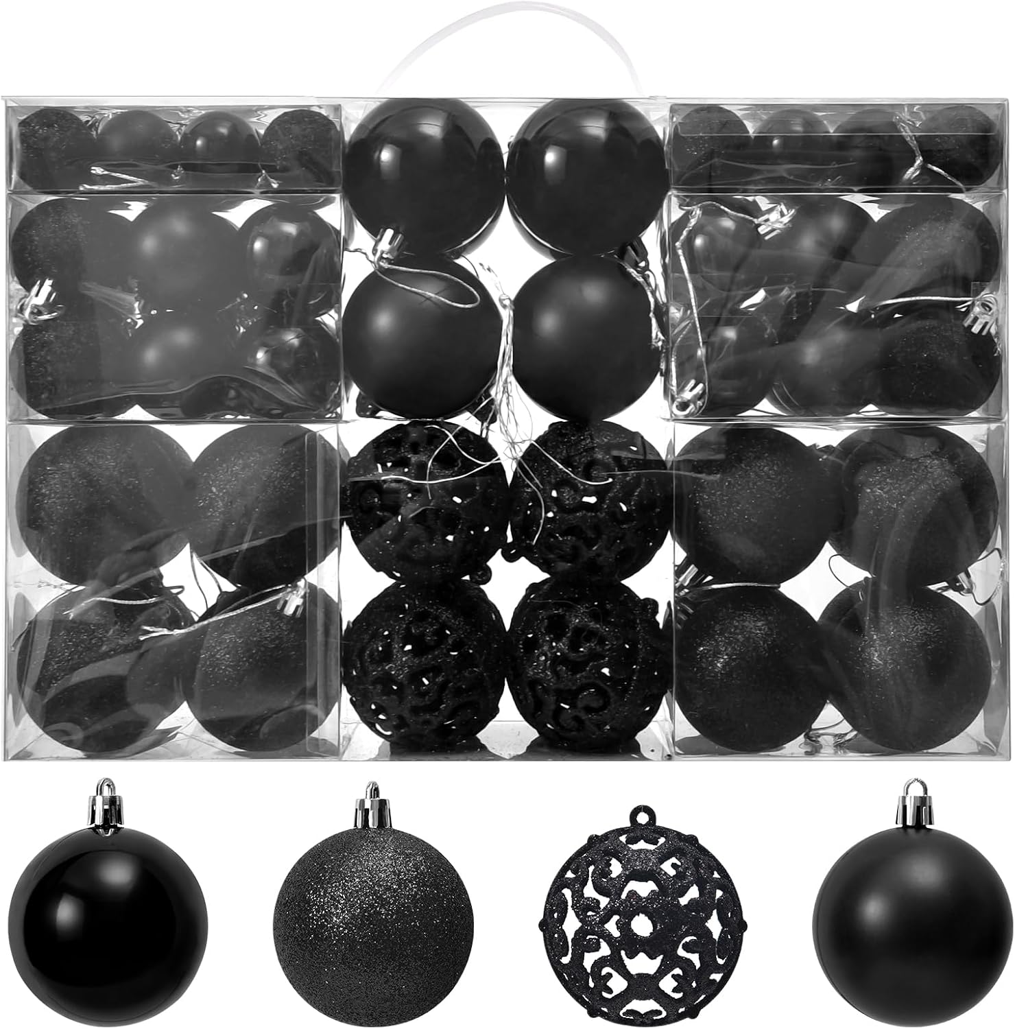 100Pack Black Christmas Balls Ornaments Set, Christmas