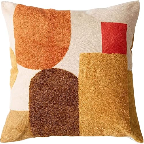 vctops Funda de cojín decorativa con patrón geométrico bohemio y copetudo, de algodón, con bordado de algodón, funda de cojín cuadrada para sofá, vctops Funda de cojín decorativa con patrón geométrico bohemio y copetudo, de algodón, con bordado de algodón, funda de cojín cuadrada para sofá,