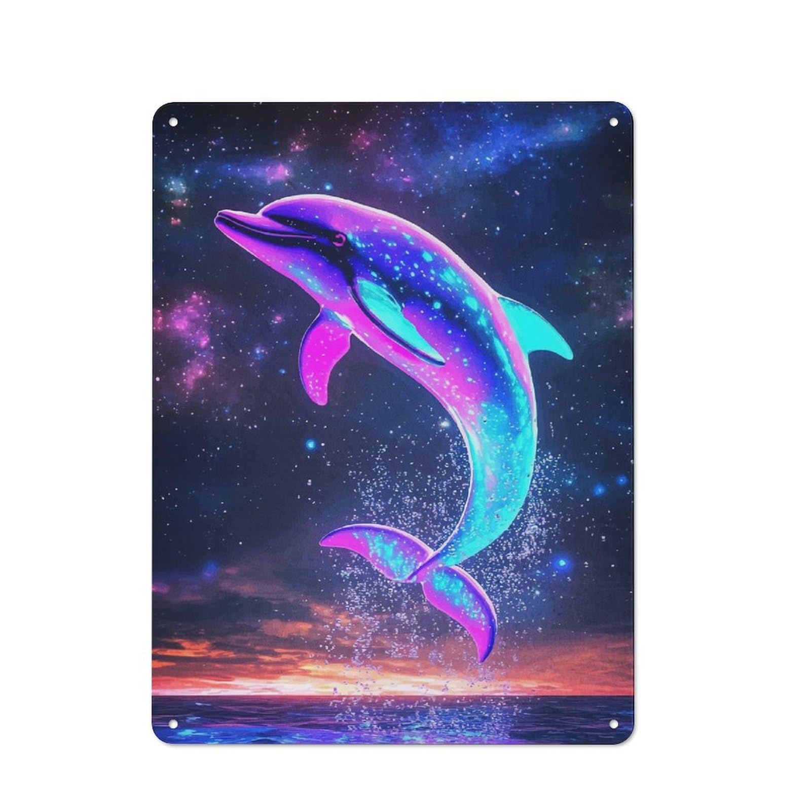 Junmoney Style-8 Neon Dolphin Leaping Water Retro-Style Tin Sign 40X30cm For Living Room Or Hallway, For Home Wall Decor Collectors Refreshing A Room In Autumn