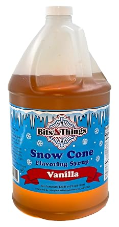 Bits N Things Vanilla Snow Cone Flavoring Syrup | Slushy & Granita | Kosher | Made In America | 1 Gallon