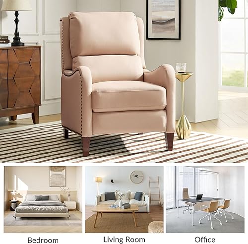 Miniatura 68 de HULALA HOME Silla reclinable de cuero genuino, moderno sillón reclinable con respaldo ajustable y reposapiés, cómodo sofá individual tapizado