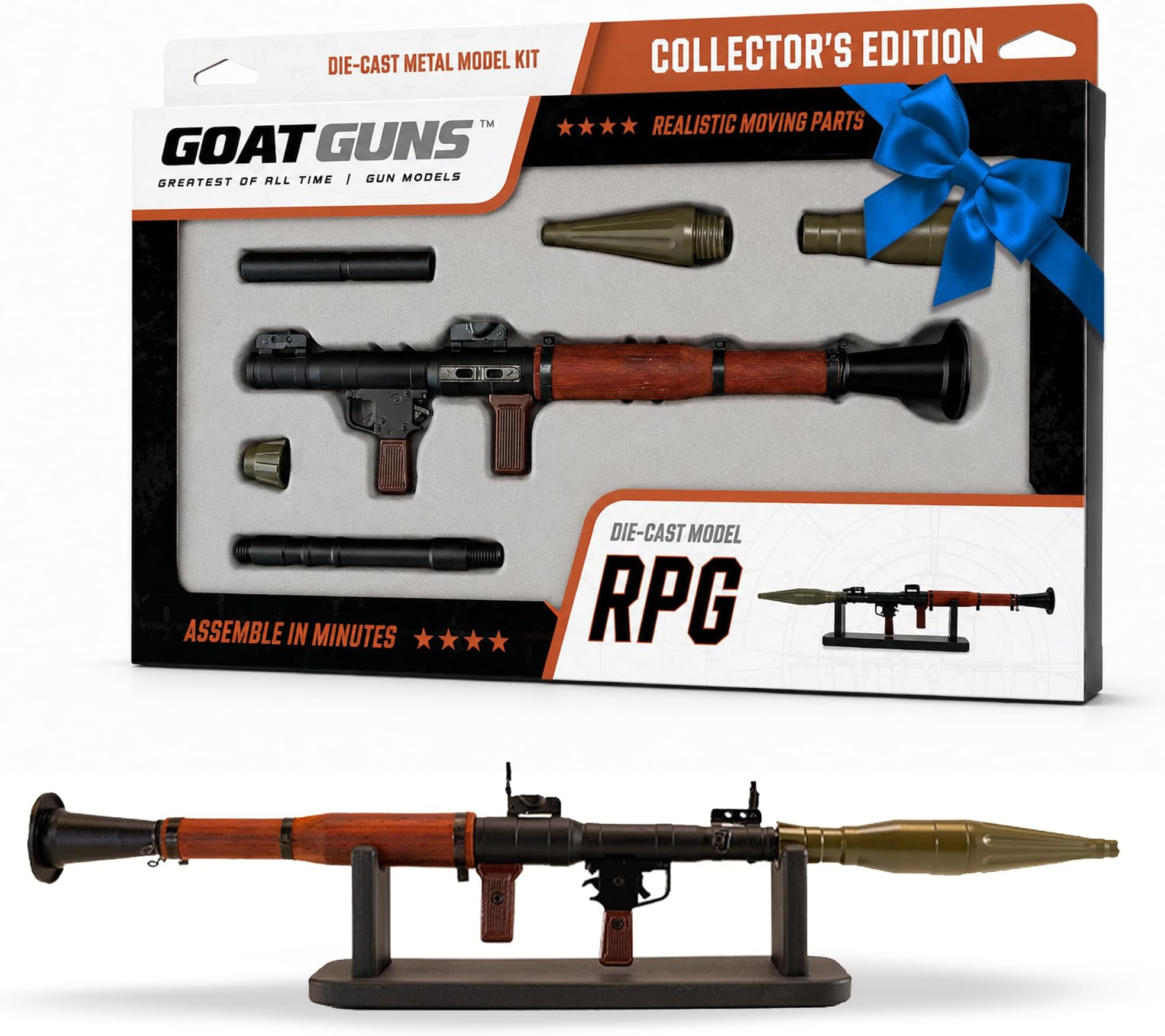 Miniature RPG Model Black | 1:4 Scale Diecast Metal + Real Wood Build Kit