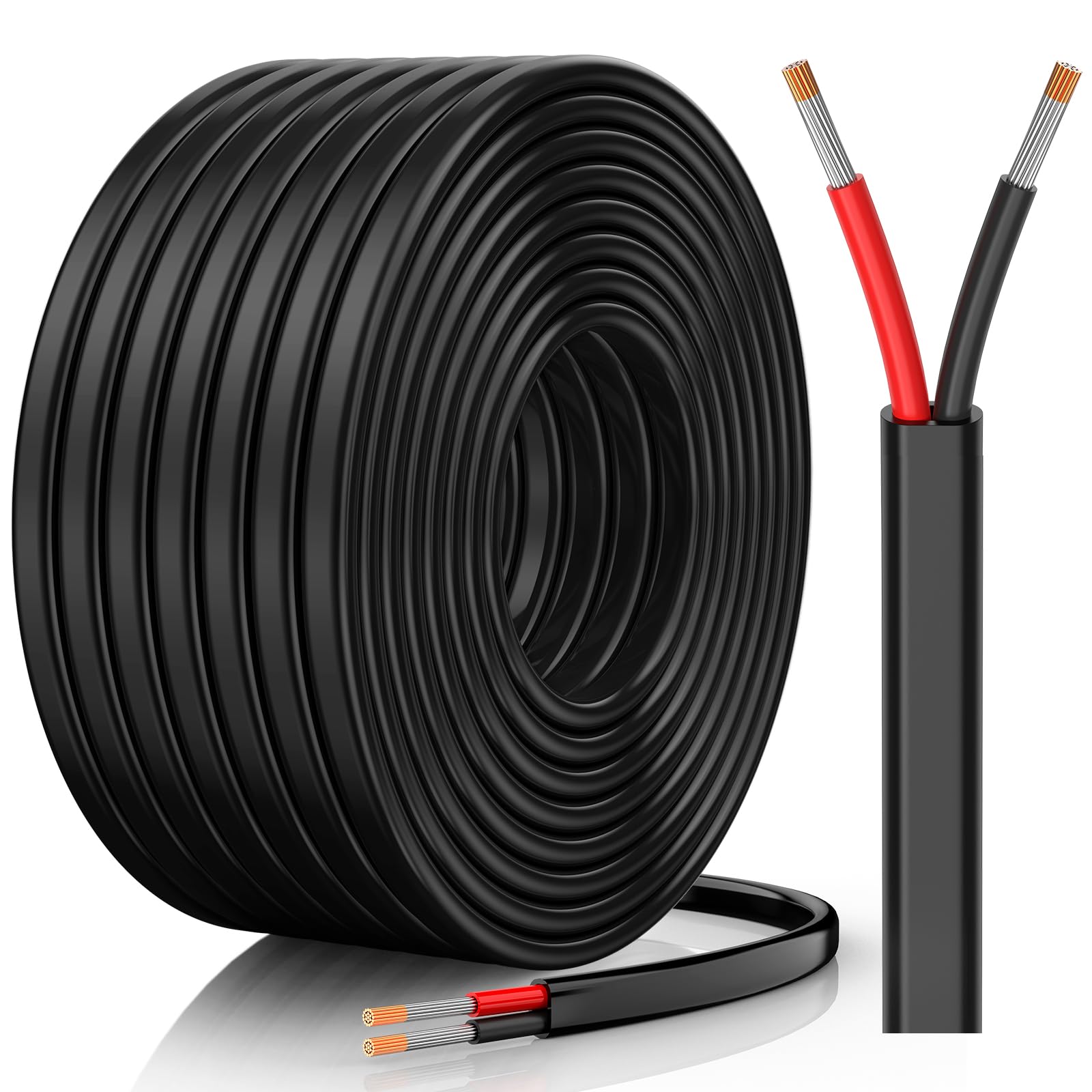 Gauge Wire, 12 AWG 2 Conductor Electrical Wire, Flexible/Oxygen-Free Tinned Copper/Stranded PVC 12/2 Cord for Automotive, Marine, LED Strips, Solar, RV, Lighting (30FT)