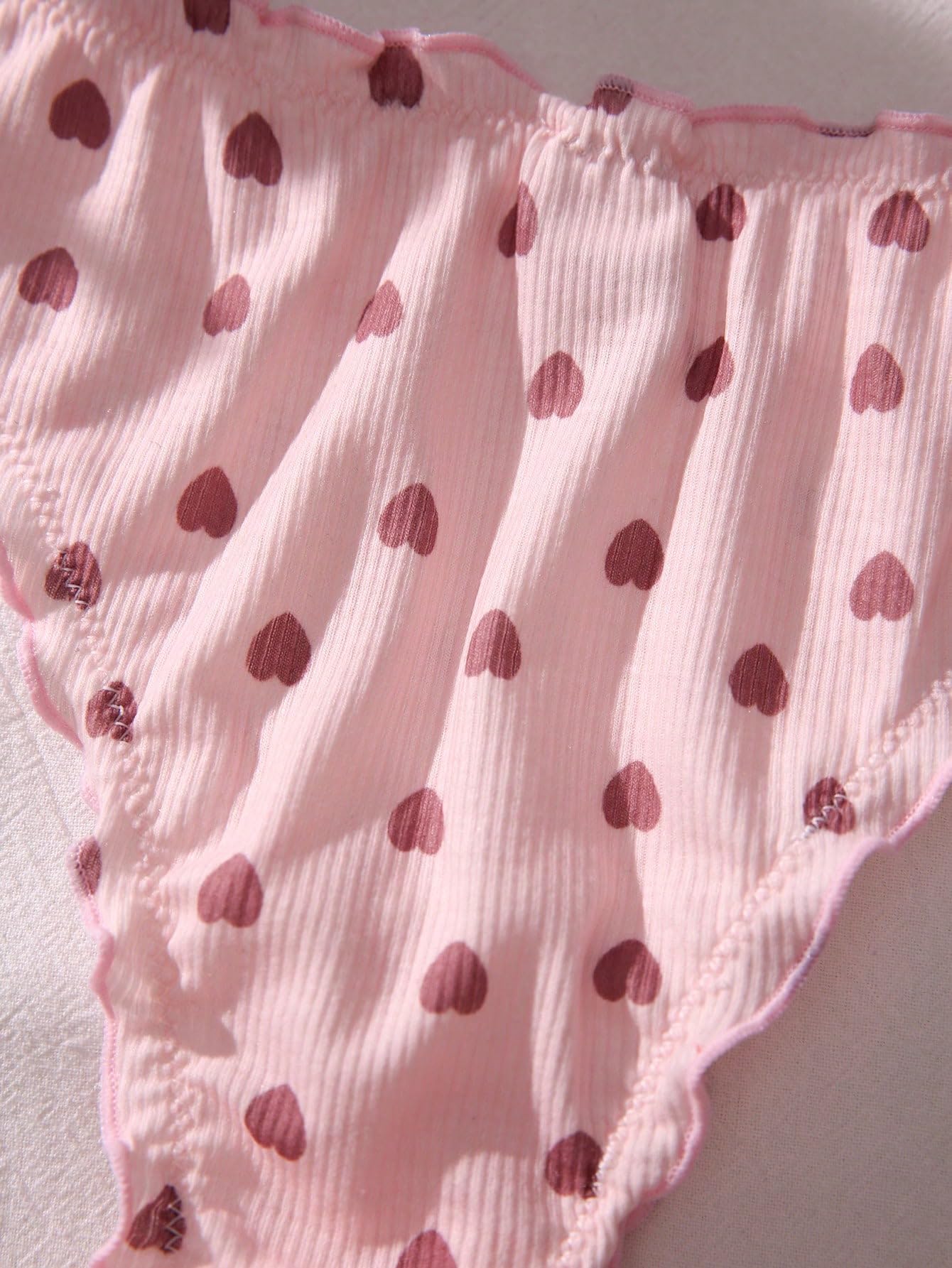 SHENHE Women's 3 Packs Frilly Panties Vintage Style Heart Print Mid Rise Ruffle Cute Panties Underwear: Small Black White Pink