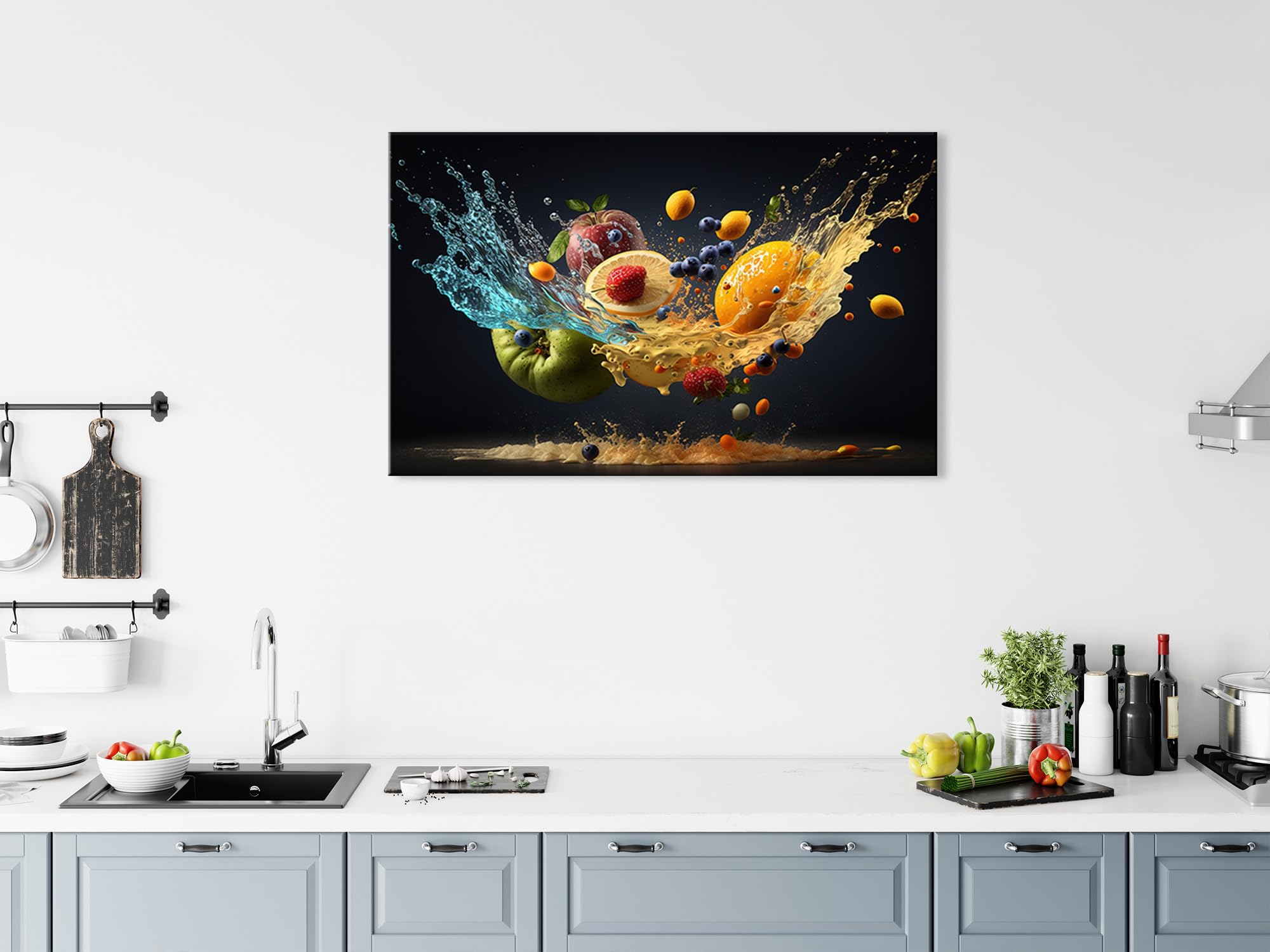DECLINA, cadre photo décoration murale, impression sur verre acrylique, tableau cuisine, déco l’envol des fruits, art mural moderne, décoration intérieure lumineuse, 50x30 cm
