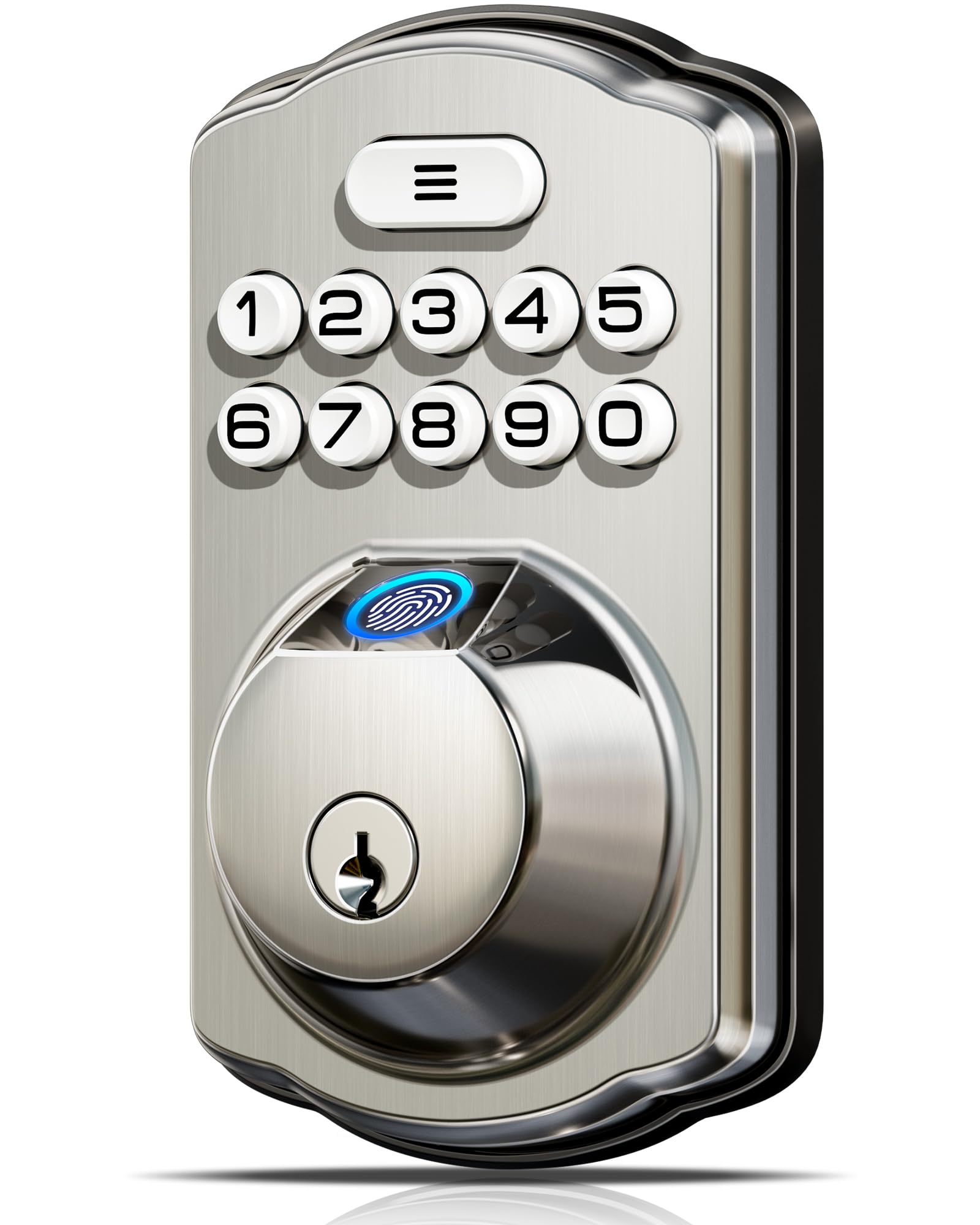Veise KS02A Fingerprint Keyless Entry Door Lock, Auto Lock, Electronic Keypad Deadbolt for Front Door, Biometric, Anti-Peeping Password, Easy Install, Satin Nickel