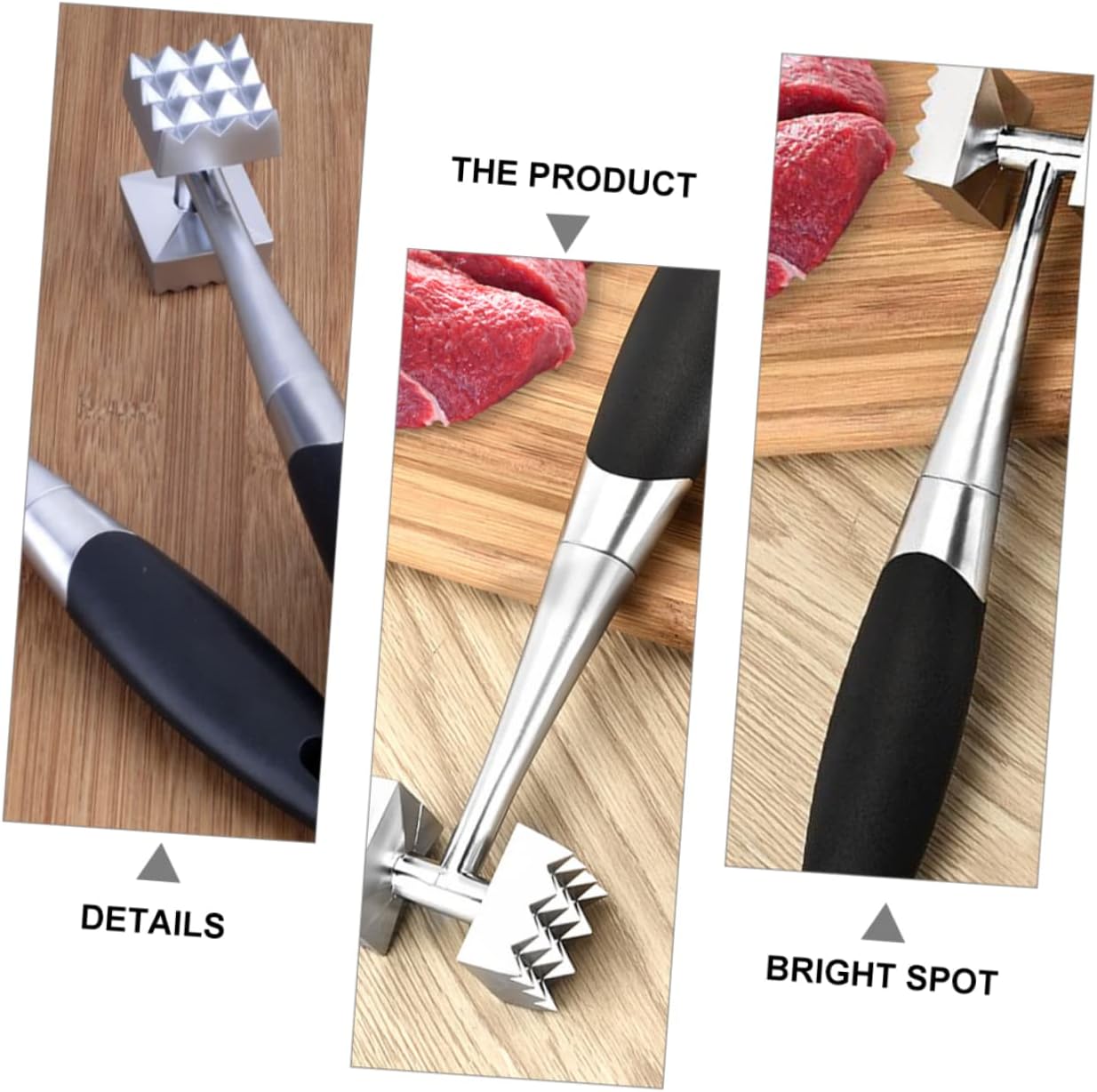 Zerodeko Meat Tenderizer Tool Zinc Alloy Steak Hammer Grilling Accessories Multi-purpose Meat Mallet