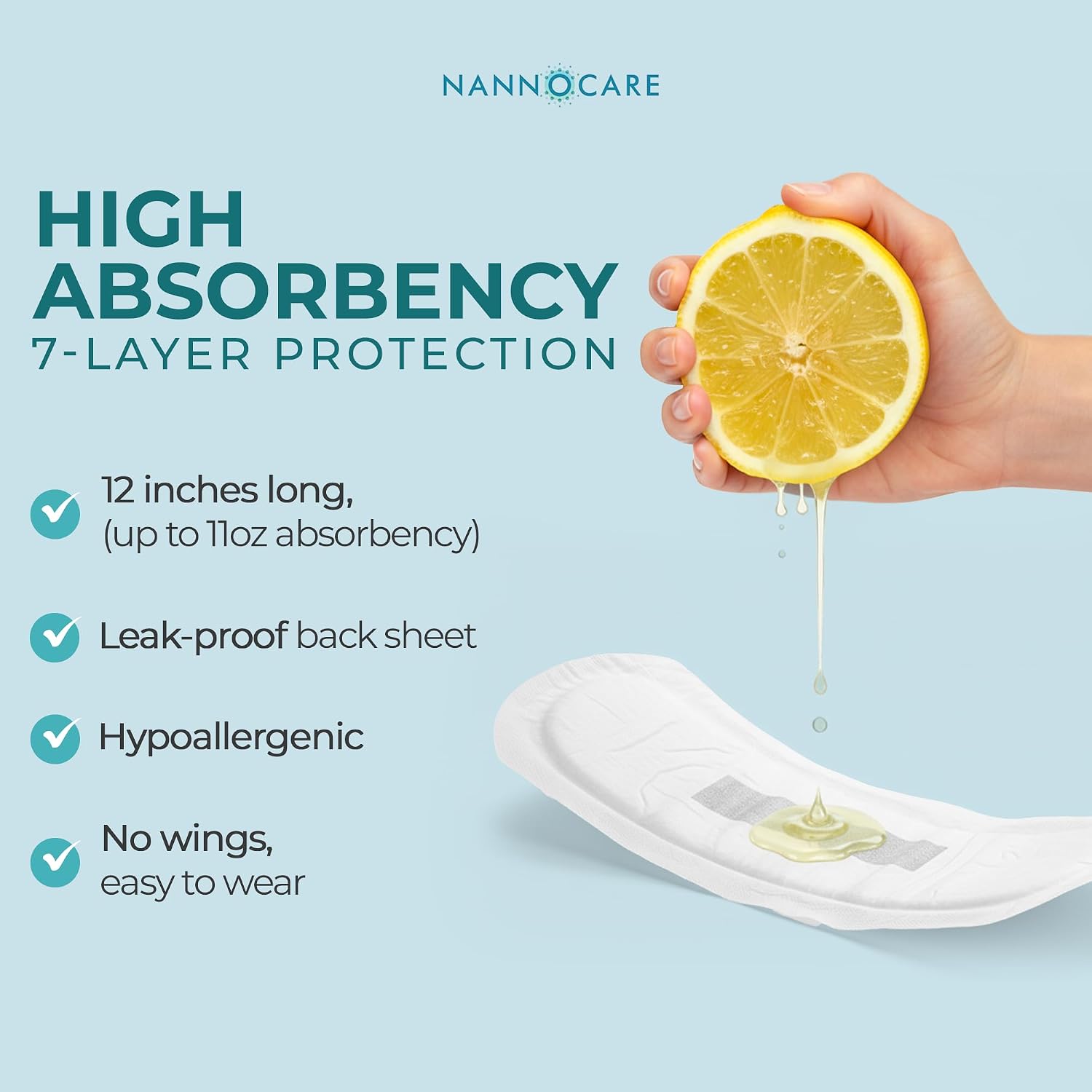 Incontinence Pads for Women - 100% Organic Cotton Postpartum Pads, Pregnancy, Menopause, Bladder Leak Control - High Absorbency, Breathable, Unscented, Unisex - Regular (1 Pack, 20 Count)